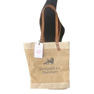 Apolis Global Citizen Market Bag Designed for Discovery Jute Tote Leather Straps